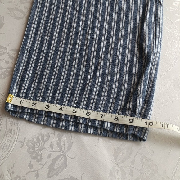 Land’ n Sea Blue/White Striped Elastic Linen Blend Casual Pants Women’s Size L - Picture 12 of 16